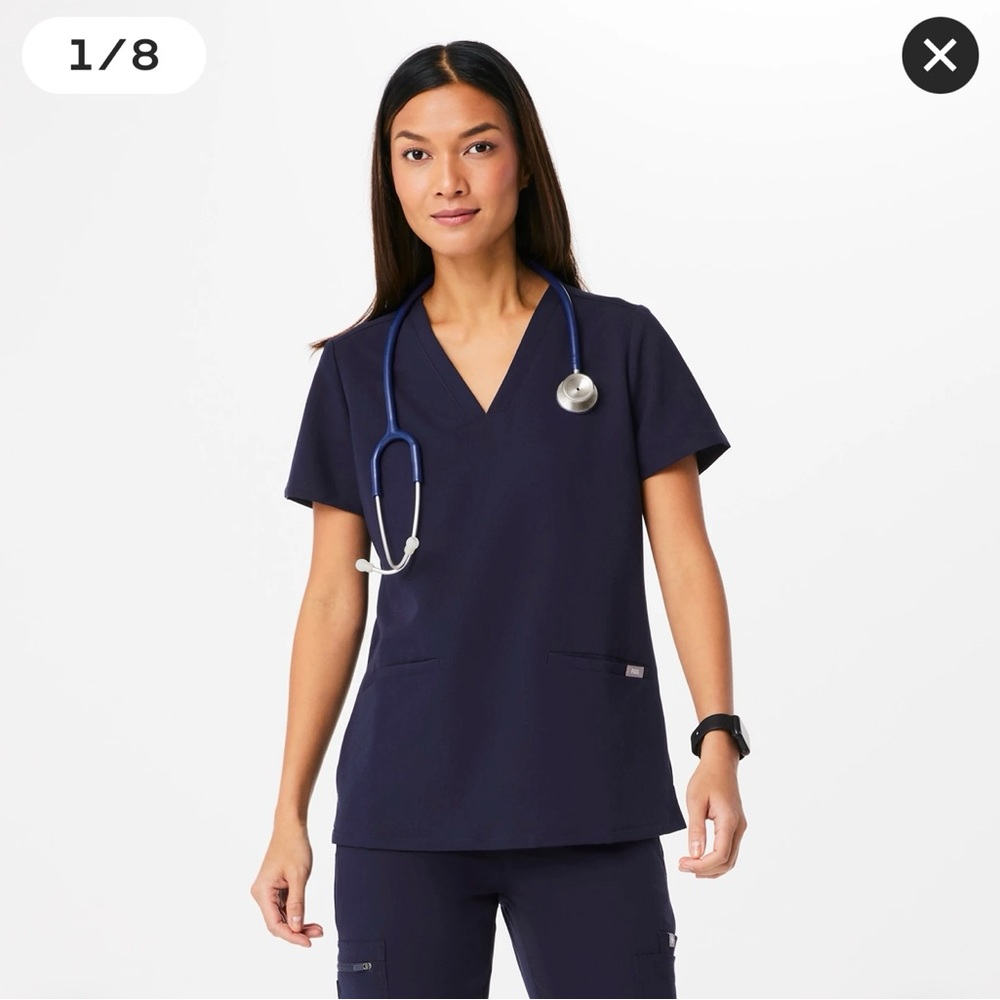 Women's Navy Figs Scrub Top-Medium